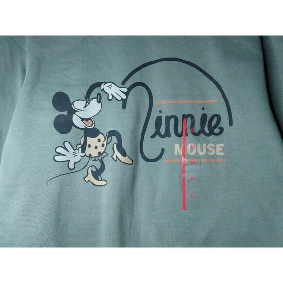 Disney Minnie Mouse Womens XS Green Long Sleeve Crew Neck Sweatshirt Fleece NEW - Picture 4 of 5